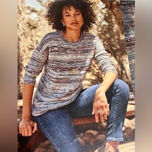 J Jill Mixed Textures Intarsia Sweater Size S